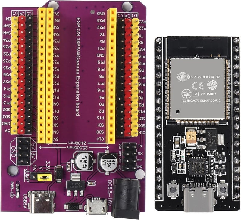 AiTrip 3 Sets ESP-WROOM-32 ESP32 ESP-32S 38Pin Development Board Type C Interface ESP-WROOM-32 with ESP32 Breakout Board Shield Terminal Adapter for ESP32 38 PIN Narrow - Image 3